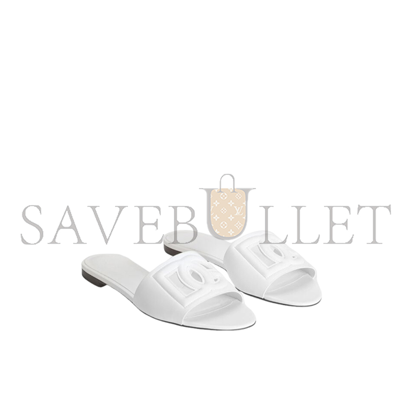 DOLCE GABBANA CALFSKIN SLIDERS WITH DG LOGO CQ0436AY32980001